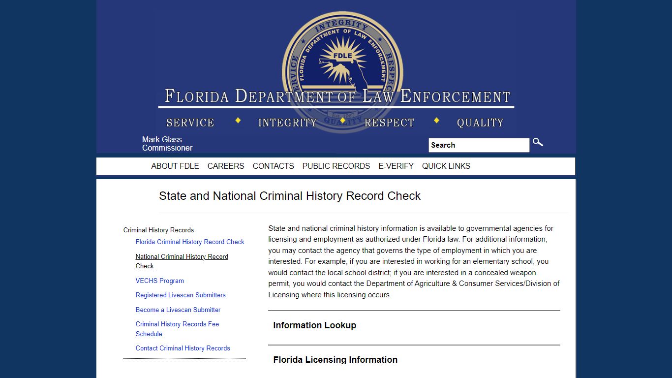 National Criminal History Record Check